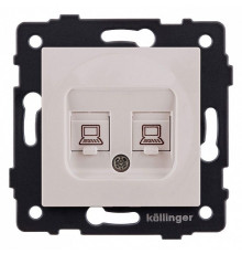 Розетка двойная Ethernet RJ-45 и со шторками, без рамки Kollinger  REA-019CM