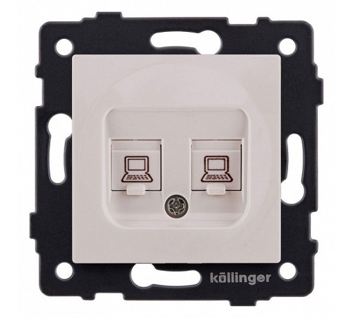 Розетка двойная Ethernet RJ-45 и со шторками, без рамки Kollinger REA-019CM