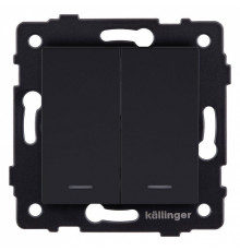 Выключатель проходной двухклавишный с подсветкой без рамки Kollinger  REA-S-010BM