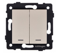 Выключатель проходной двухклавишный с подсветкой без рамки Kollinger  REA-S-010GD