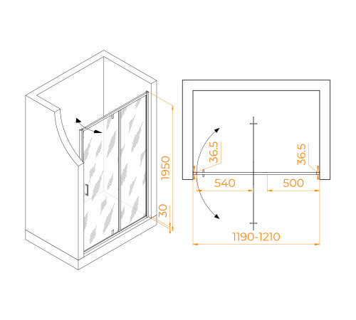 Душевая дверь RGW Lewis LE-103 1200x1950 мм прозрачное стекло профиль хром 711210312-11