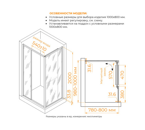 Душевой уголок RGW Leipzig LE-45 1000x800 мм 77124508-31