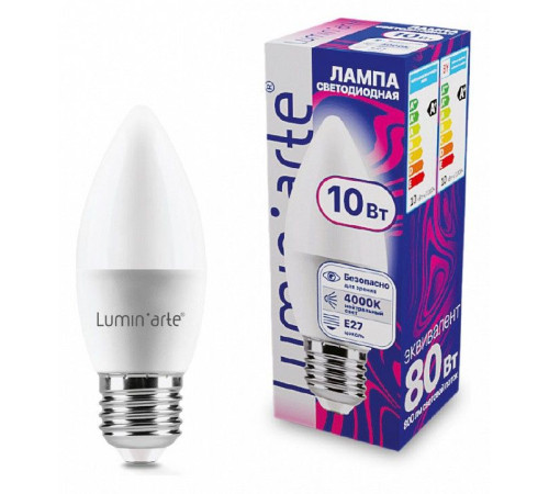 Лампа светодиодная Luminarte E27 10Вт 4000K LSTD-C37-10W4KE27