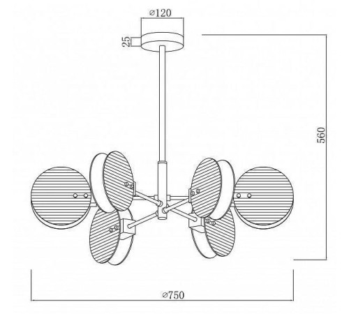 Люстра на штанге iLamp Panorama 15598-6 SN+CL