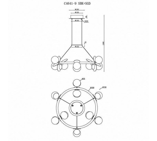 Подвесная люстра iLedex Savage C4641-9 MBK+SGD