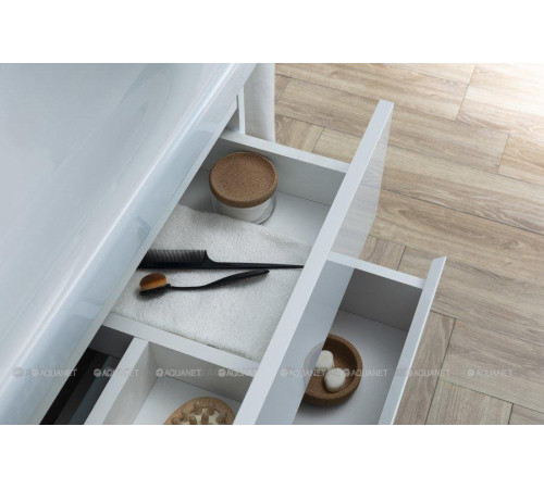 Набор мебели для ванной Aquanet Беркли 60 белый глянец/дуб рошелье зеркало белый глянец 00258905