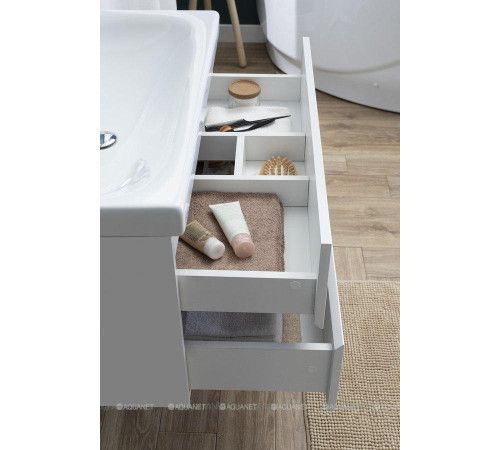 Набор мебели для ванной Aquanet Беркли 60 белый глянец/дуб рошелье зеркало белый глянец 00258905