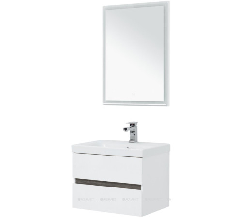Набор мебели для ванной Aquanet Беркли 60 белый глянец/дуб рошелье зеркало белый глянец 00258905