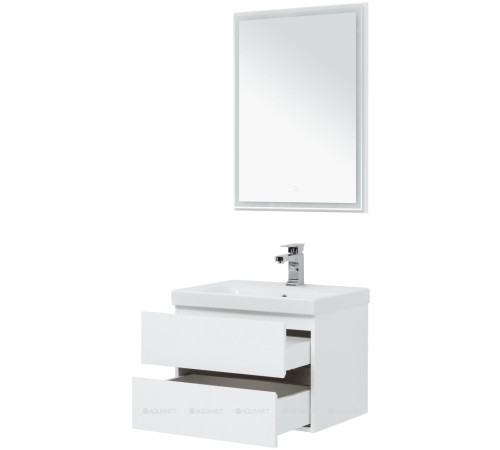 Набор мебели для ванной Aquanet Беркли 60 белый глянец/дуб рошелье зеркало белый глянец 00258905