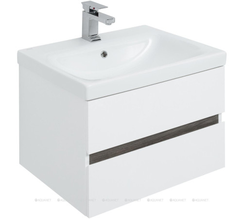 Набор мебели для ванной Aquanet Беркли 60 белый глянец/дуб рошелье зеркало белый глянец 00258905