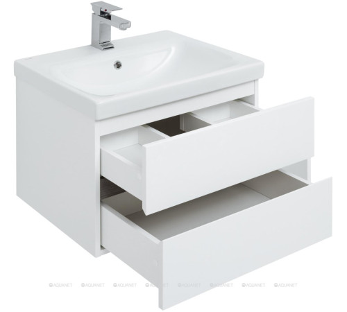 Набор мебели для ванной Aquanet Беркли 60 белый глянец/дуб рошелье зеркало белый глянец 00258905