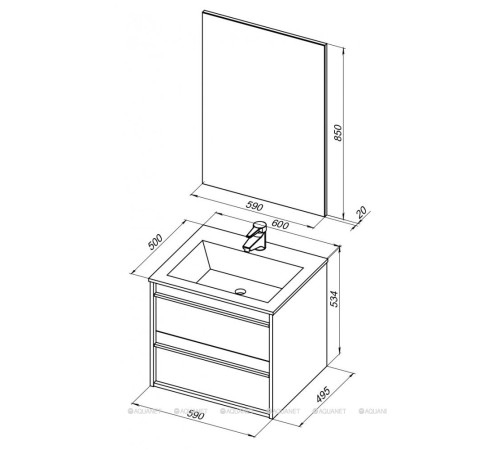 Набор мебели для ванной Aquanet Lino 60 белый матовый 00271951