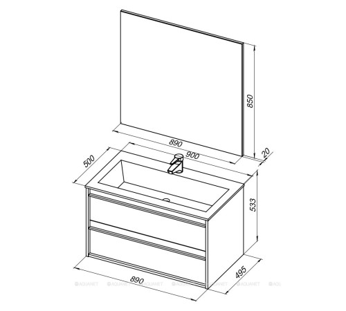 Набор мебели для ванной Aquanet Lino 90 Дуб Веллингтон 00271958