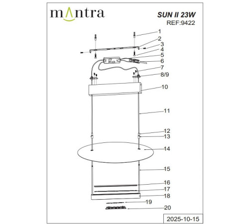 Подвесной светильник Mantra Sun II 9422