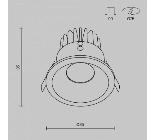 Встраиваемый светильник Maytoni Zoom DL034-01-12W2.7K-B