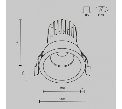 Встраиваемый светильник Maytoni DL117-15W-3K-B