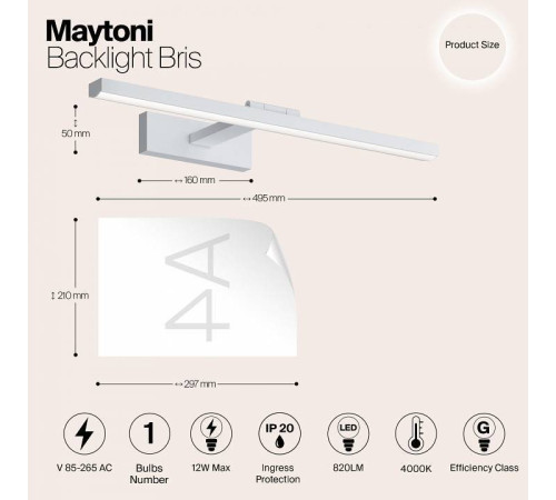 Подсветка для зеркала Maytoni Bris MIR008WL-L12W4K