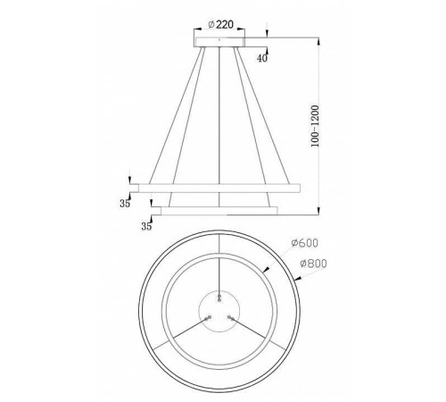 Подвесной светильник Maytoni Rim 74 Вт 4000K MOD058PL-L74B4K