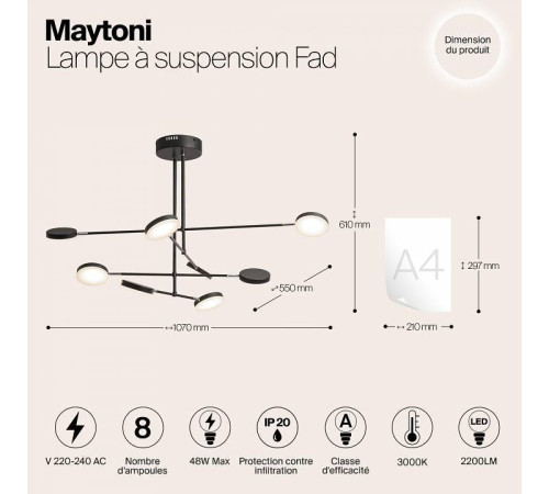 Люстра на штанге Maytoni Fad MOD070PL-L48B3K