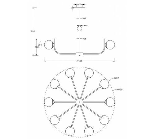 Люстра на штанге Maytoni Rendez-vous MOD109PL-10BS