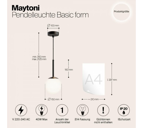 Подвесной светильник Maytoni Basic form MOD321PL-01B