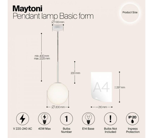Подвесной светильник Maytoni Basic form MOD321PL-01W1