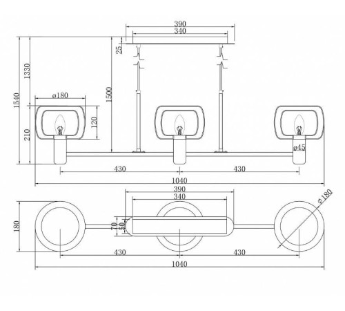 Подвесной светильник Maytoni Vision MOD411PL-03G