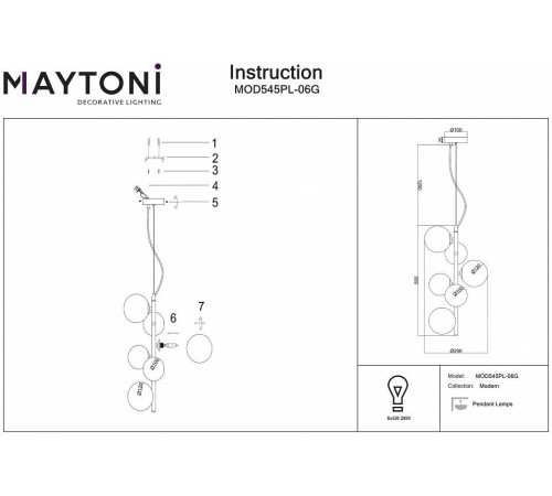 Подвесная люстра Maytoni Dallas MOD545PL-06G