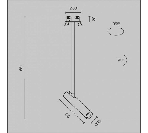 Встраиваемый светильник на штанге Maytoni Focus T P141RS-L125-6W3K-B