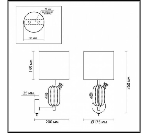 Бра Odeon Light Cactus 5425/1W