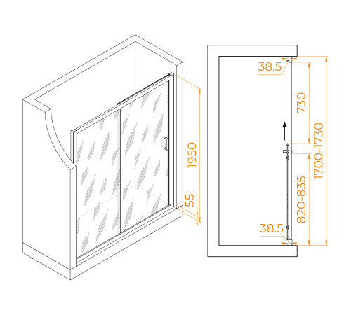 Душевая дверь RGW Passage PA-016B 1700 мм прозрачное стекло черный 350801617-14