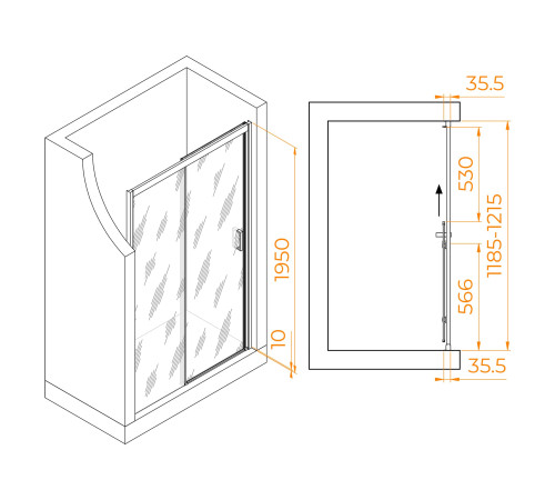 Душевая дверь RGW Passage PA-017B 1200x1950 мм золото 350801712-24