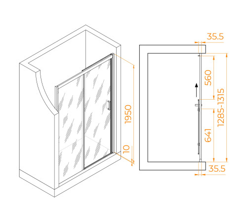 Душевая дверь RGW Passage PA-017B 1300x1950 мм золото 350801713-24