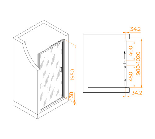 Душевая дверь RGW Passage PA-14 1000 мм складная хром 41081410-11