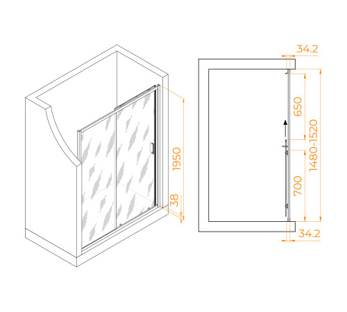 Душевая дверь RGW Passage PA-14 150x195 см матовое стекло 41081415-15