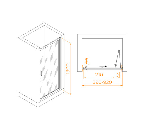 Душевая дверь в нишу RGW Passage PA-21B 900х1950 мм черный 06082109-14