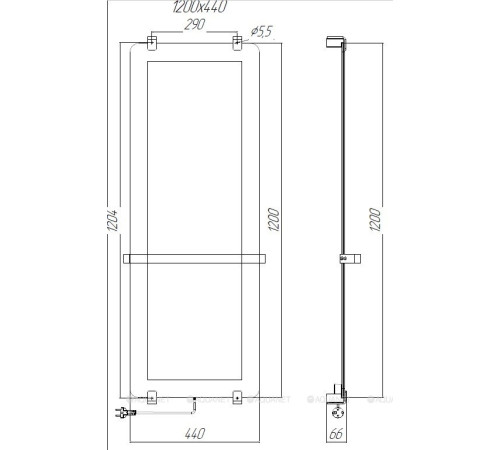 Полотенцесушитель Allen Brau INFINITY 1200х440 мм черный матовый с рейлингом 2.0 и креплением черный браш 00325638