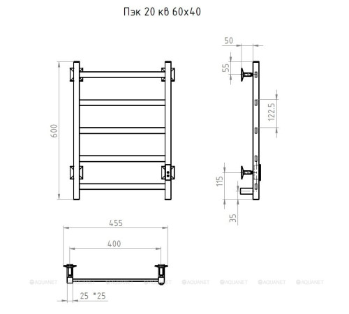 Полотенцесушитель водяной Тругор Пэк серия сп 20 кв 60х40 см черный ВГП 00298717