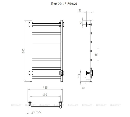 Полотенцесушитель водяной Тругор ПЭК СП 20 КВ 80х40 белый ВГП 00298720