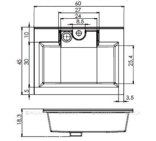 Раковина-столешница Aquanet Фортуна 60 00181907
