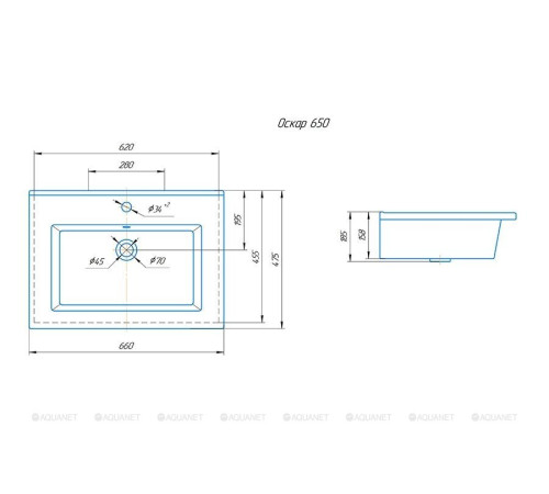 Раковина-столешница Kirovit Оскар 650 00249689