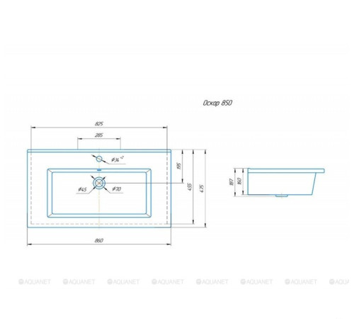 Раковина-столешница Kirovit Оскар 850 00249690