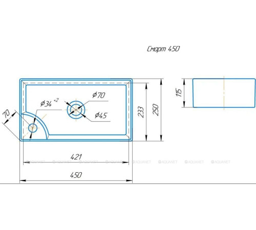 Раковина-столешница Kirovit Смарт 45 00281657