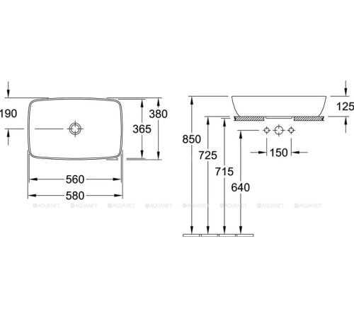 Раковина накладная Villeroy & Boch Artis 580x385x130 мм 41725801