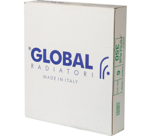 Радиатор биметаллический Global STYLE PLUS 350 6 секций боковое подключение RAL 9010 STP03501006