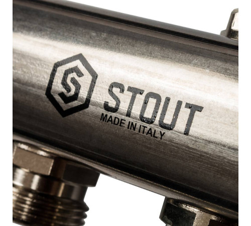 Коллектор для радиаторной разводки STOUT 12 выходов нержавеющая сталь SMS 0923 000012