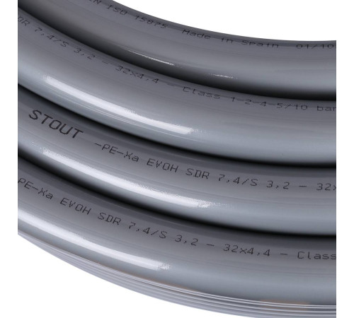 Труба из сшитого полиэтилена STOUT PEX-a/EVOH 32х4.4 мм серая SPX-0001-003244