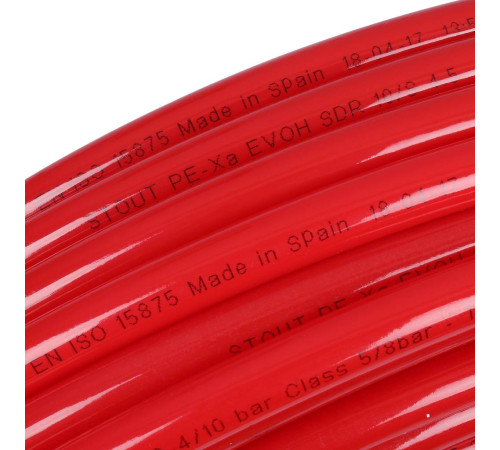 Труба из сшитого полиэтилена STOUT PEX-a/EVOH 20х2.0 мм красная SPX-0002-242020