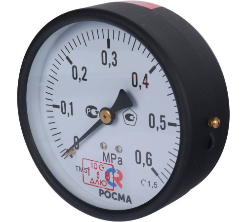 Манометр осевой РОСМА ТМ-510Т.00 100 мм 0.6 МПа G1/2 00000000906