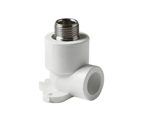 Угольник PRO AQUA PP-R 90° 20 мм x 1/2 НР с креплением Белый PA28108P